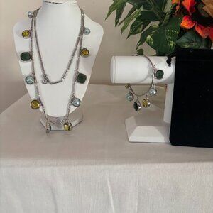 Beautiful Anne Klein Multi Color Necklace (37") and Bracelet set with pouch